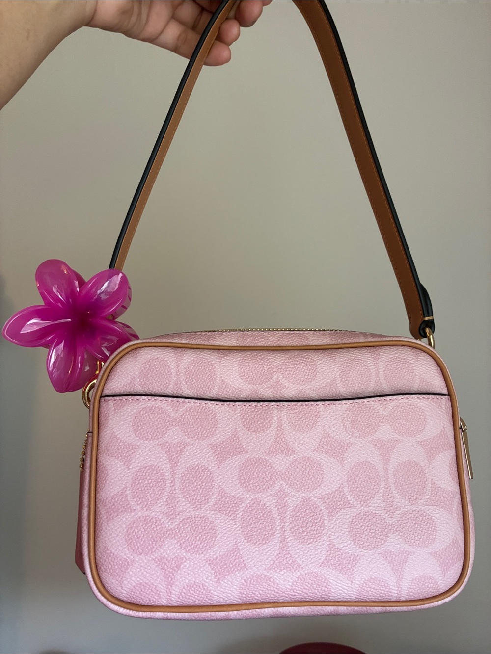 Coach Powder Pink Mini Carey Crossbody Bag In Signature Canvas NWOT - Picture 2 of 12